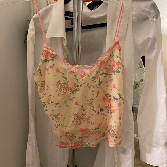 Yellow and pink spaghetti straps with lace trim - Picture 1 of 1